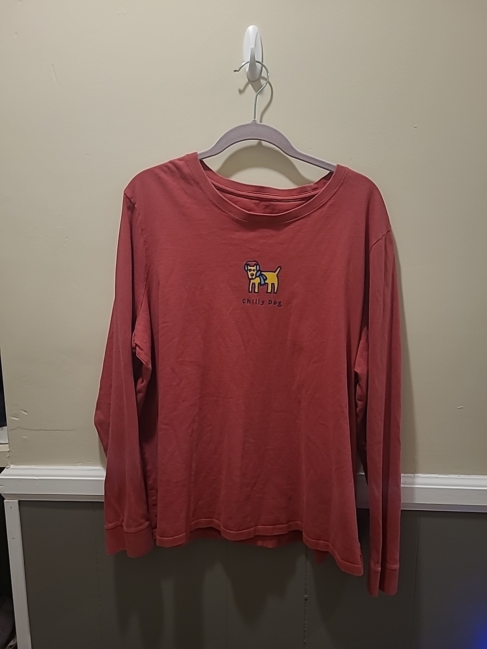 Life Is Good Mens 3XL Chilly Dog Long Sleeve Graphic Tee Red